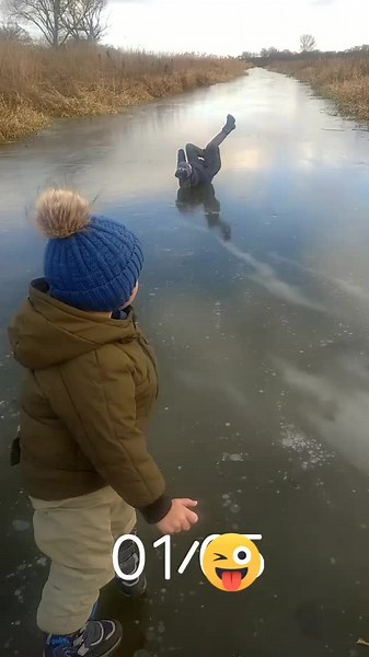 Children Playing on Ice: A Winter Adventure