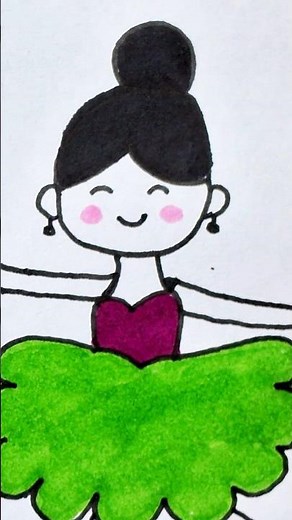 How To Draw a Cute Girl Ballerina | Easy Drawing For Kids #shorts​ #kids​ #girl #kidsvideo #drawing