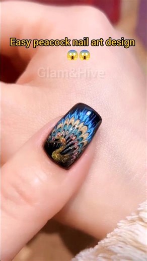 easy peacock nail art design #ytshorts #3dnailart #nailart #shorts #viralshorts