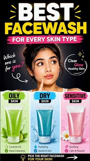 Best Face Wash for Every Skin Type ✨ Oily, Dry & Sensitive #facewash #skincare #glowingskin #shorts