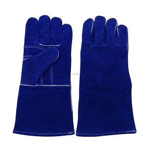 [Hot Item] Blue Security Protection Heat Insulation Cow Split Leather Welding Working Safety Glove
