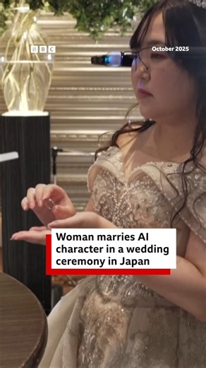 BBC News India on Instagram: ""We started dating and after a while he proposed. I accepted and now we're a couple." An usual wedding took place in Japan where a 32-year-old woman married an AI-generated character. Yurina Noguchi held her wedding ceremony in October, wearing a white dress and a tiara. She took vows and placed a ring on her smartphone, where her AI-generated partner appeared wearing a suit. A year ago, Noguchi had broken off her engagement to a human fiancé after taking advice fro