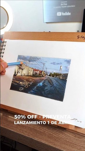 Paisaje Urbano con lápices de colores