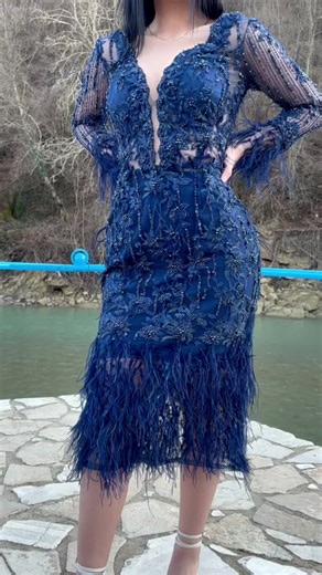 Elegant Blue Dress Showcase by Water