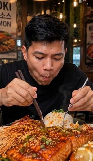 MUKBANG SALMON PEDAS MANIS + ENOKI RAKSASA 🔥 GIGITAN PERTAMA BIKIN KETAGIH!! 🤤🐟