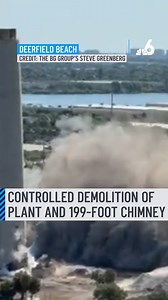 Impressive video shows the controlled demolition of a plant with a 199-foot chimney in Deerfield Beach Friday morning.⁠ ⁠ The demolition took place at the Wheelabrator Refuse Plant Boiler House and video posted by Coconut Creek Police showed the implosion followed by the quick drop of the structure.⁠ ⁠ #demolition #plant #deerfieldbeach | NBC 6