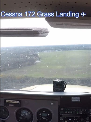 Cessna 172 landing on a grass runway ✈️ Would you fly here? #aviation #pilot #cessna #grass #cockpitview✈️ #flying #runway #polska