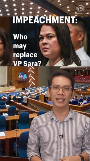 At least two impeachment complaints have been filed against Vice President Sara Duterte, stemming from her verbal threats against President Ferdinand Marcos Jr., alleged misuse of funds, and failure to condemn China's bullying in the West Philippines Sea. Who would replace Duterte if she is convicted in the impeachment case? Rappler's Bonz Magsambol explains the process. READ: https://www.rappler.com/philippines/impeachment-bid-sara-duterte-strategy-legal-questions-political-stakes/ | Rappler