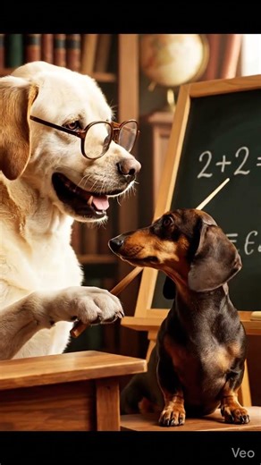 dachshund being taught maths
