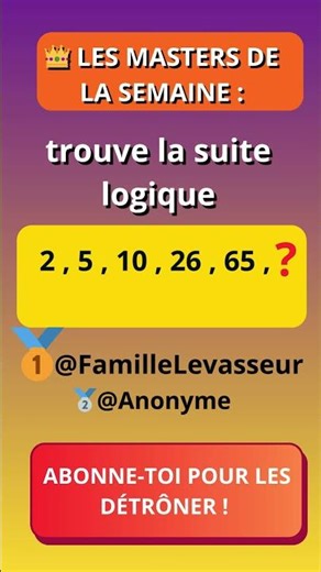 Défi : Une suite logique TRÈS difficile à essayer ! 🧩#6