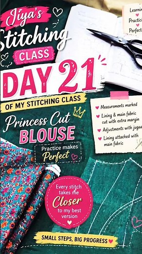 Day 21 ✨🧵Princess cut practice 🪡 Every stitch = closer to perfection 💖 #fashion