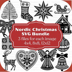 Nordic Christmas Svg Bundle | Christmas Cutting File Bundle | Scandinavian Christmas Folk Art | Christmas Hearts Svg | Reindeer Svg | Angel - Etsy