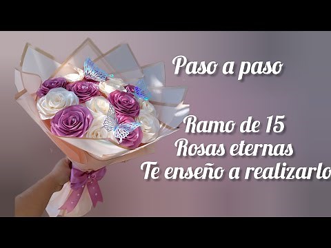 Easy and quick bouquet of 15 preserved roses #tutorial #preservedroses #ribbonroses #stepbystep