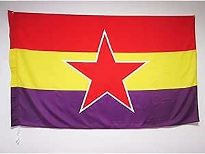 AZ FLAG Spanish Republican Popular Army Flag 3' x 5' for a Pole - Spain Republican Flags 90 x 150 cm - Banner 3x5 ft with Hole