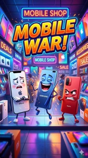 Oyeee Mobile War Reeee 😂 | iPhone vs Samsung vs Redmi Cartoon Animation