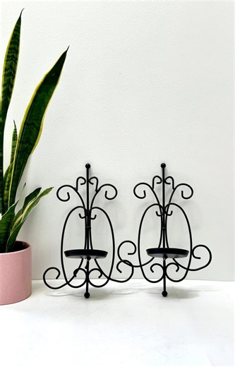 Gothic Wrought Iron Candle Sconces Vintage Spanish Revival Castlecore Decor Interior Exterior Pair of Pillar Candle Sconce - Etsy