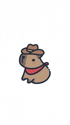 Cowboy Capybara Animated Cartoon