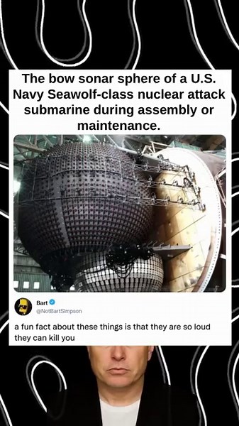 The bow sonar sphere of a U.S Navy Seawolf-class nuclear attack submarine during assembly or