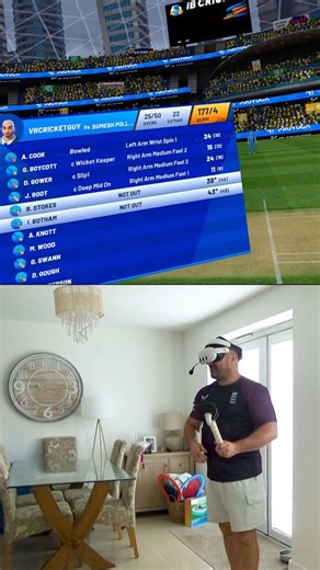 2.8K views · 62 reactions | I'm at the half way stage of a VR cricket match. The game is called iB Cricket and the VR headset is a Meta Quest 3. #vrcricket #ibcricket #vrgaming | VR Cricket Guy | Facebook