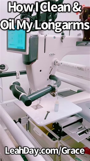 Leah Day on Instagram: "One of the most important steps in #quilting - machine maintenance! I brush out and oil all of my longarms after emptying 2 bobbins. #takecareofyourmachine #machinemaintenance #oilyourmachine #leahdayquilting #quiltinglove #quiltingsupplies #quiltingnotions #quiltingmachine #sewingmachine #sewingmachineaccessories #sewingmachinetools #longarmquilting #longarmquilter #quiltingonalongarm #qniquequilter #gracecompany #gracecompanyquilting #graceqniquelongarm #icanquilt #quil