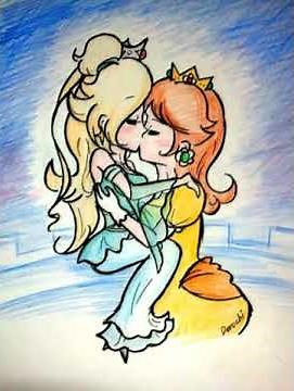 Rosalina and Daisy Kiss