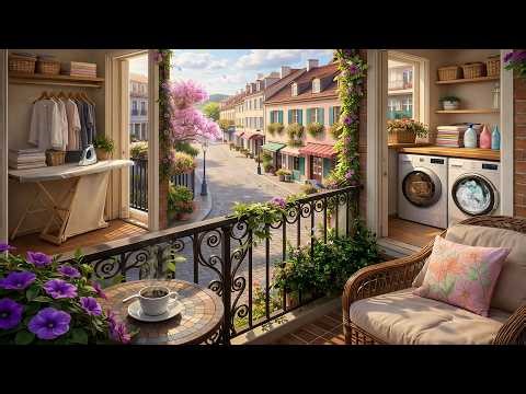 Spring Balcony Laundry Ambience ☕ Coffee, Birds & Relaxing Sounds