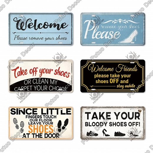 Please Remove Your Shoes Funny Metal Signs Vintage Wall Plaques Take off Shoes Clean Carpet Welcome Entryway Tin Retro Home Wall Decoration - Etsy