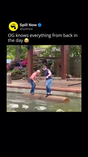 Spill Now on Instagram: "😂 Log rolling is a water sport and balance challenge where a person stands on a floating log and tries to remain upright as it spins freely beneath their feet. Because the log is round, even the smallest shift in body weight causes it to rotate, forcing the person on top to make constant, rapid adjustments. Ankles, calves, hips, and core muscles all work together to stabilize the body, while the brain processes movement in real time to prevent overcorrecting. Staying lo