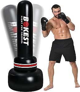 Punching Bag with Stand Adult - Standing Punching Bag for Adults - 69" Boxing Equipment Inflatable Kickboxing Punching Bag for MMA Muay Thai Training