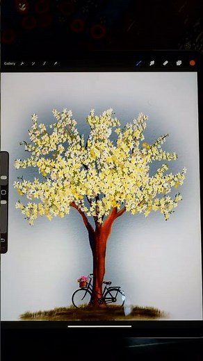 How to Draw a Flowering Tree in Procreate | Spring Art Tutorial #short