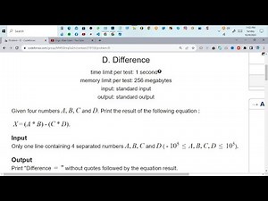 Codeforces Sheet 1 Problem D | Difference | problem solving |Sheet 1 Problem D problem solution