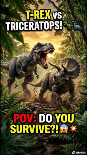 T-Rex VS Triceratops! POV & You're TRAPPED Between them 😱