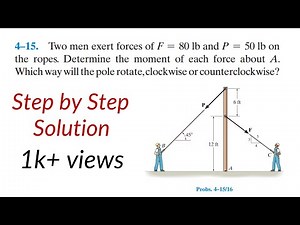 4–15. Two men exert forces of F = 80 lb and P = 50 lb onthe ropes #Statics