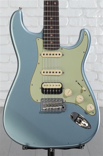 Fender Custom Shop Team Built GT11 HSS Stratocaster Journeyman Relic Electric Guitar - Blue Ice Metallic, Sweetwater Exclusive