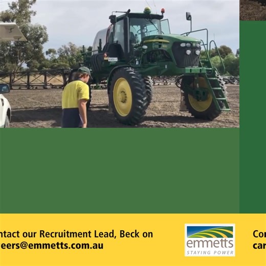 2.1K views · 24 reactions |  Reach out to Becks, our Recruitment lead at careers@emmetts.com.au, to start a conversation about your future career path with Emmetts!  #Emmetts #JohnDeere #CareerDevelopment #OpportunityAwaits #DieselMechanic #ServiceTech #Agriculture #Farming | Emmetts | Facebook