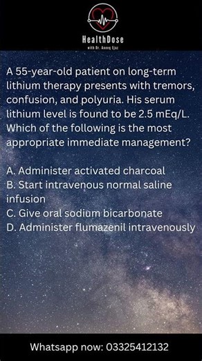 Lithium Toxicity — Life-Saving Management MCQ for DHA Prometric Exam (Pharmacists Must Know!)
