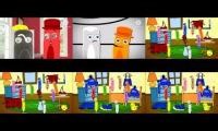 Mix of 6 videos from youtube : color crew play ay onec (3 reds and blues)