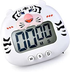 Cute Kitchen Timer, Digital Countdown Timer with Magnetic Back, Tiger Animal Shaped Magnetic Timer for Classroom, Cooking, Kitchen, Exercise, Work, Study, Outdoor Activities