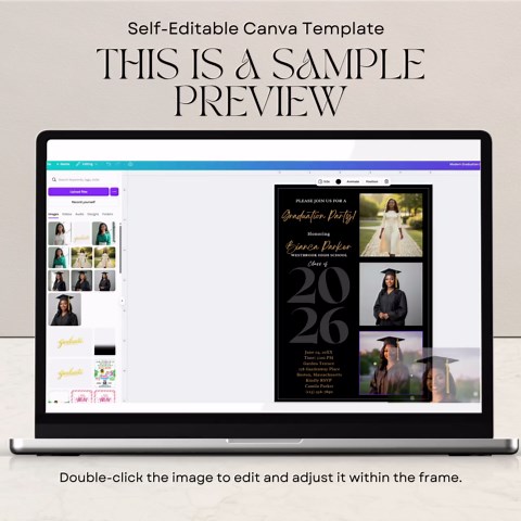 Graduation Photo Thank You Card Template, Grad Thank You Card, Editable Class of 2026 Thank You Note, Bulk Thank Notecard, Instant Download - Etsy