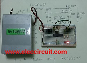 PIC microcontroller learning for beginner Led flasher PIC16F627