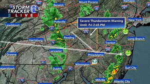A Severe Thunderstorm Warning has been issued for Philadelphia, Montgomery, Delaware, Chester, Lehigh, Berks, Bucks, New Castle, Gloucester, Northampton, Camden, Warren, Salem, Hunterdon County until Dec 19 2:45PM. | 6abc Action News Weather