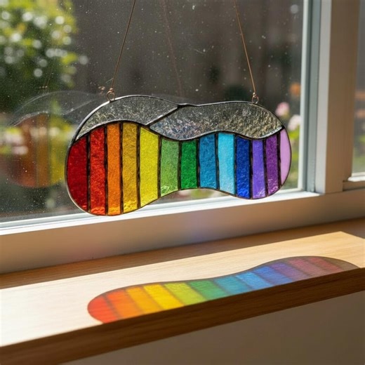 Rainbow Stained Glass Pattern, 0.5mm Precision Line SVG PDF, Cricut Ready - Etsy