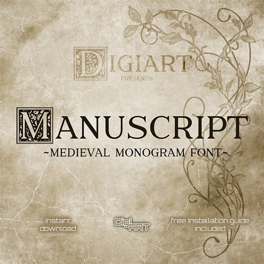 Medieval Monogram Font: Floral Calligraphy Script (OTF Format) (digital Download) - Etsy