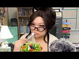 ASMR pov teacher got a BAD NOTE from the sub (realistic) she's eating a salad btw 👩🏼‍🏫🥗