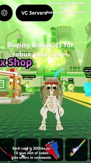 Trading Robux codes for Brainrots
