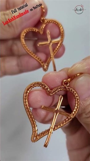 Heart cross - Free tutorial video link above the title #shortsvideo #wireworks #jewelry