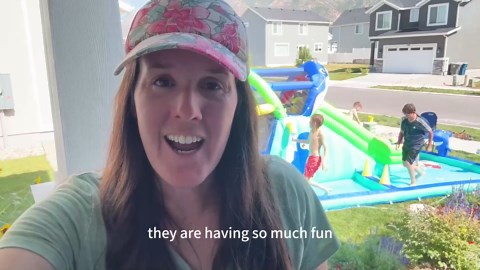 FBSPORT Inflatable Bounce House Water Slide Park, Double Slide Bouncer Castle with 550W Air Blower, Climbing Wall, Jumping Area, Toss Rings, Basketball, Splash, Bouncy House for Backyard Outdoor