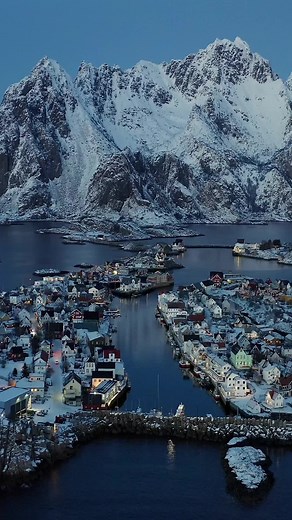 Blue Hour in Henningsvær, Lofoten Islands - Winter Wonderland Exploration