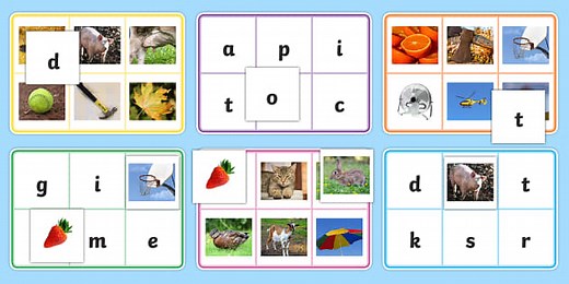 Phase 2 Letters with Matching Initial Sound Photograph Bingo
