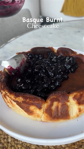 Basque burnt cheesecake 🍰🔥 creamy & caramelized dessert 😋✨